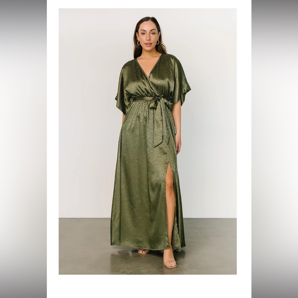 Olive Green Baltic Born Dress With Subtle Animal Print - Picture 10 of 11